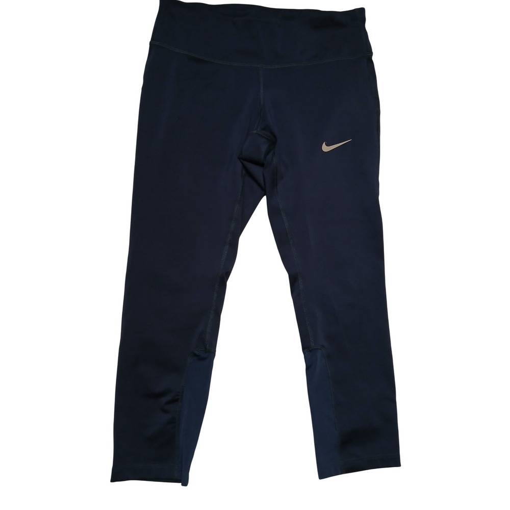 Nike Running Dri-FIT Navy Blue Cropped Leggings Women Small 856323-429